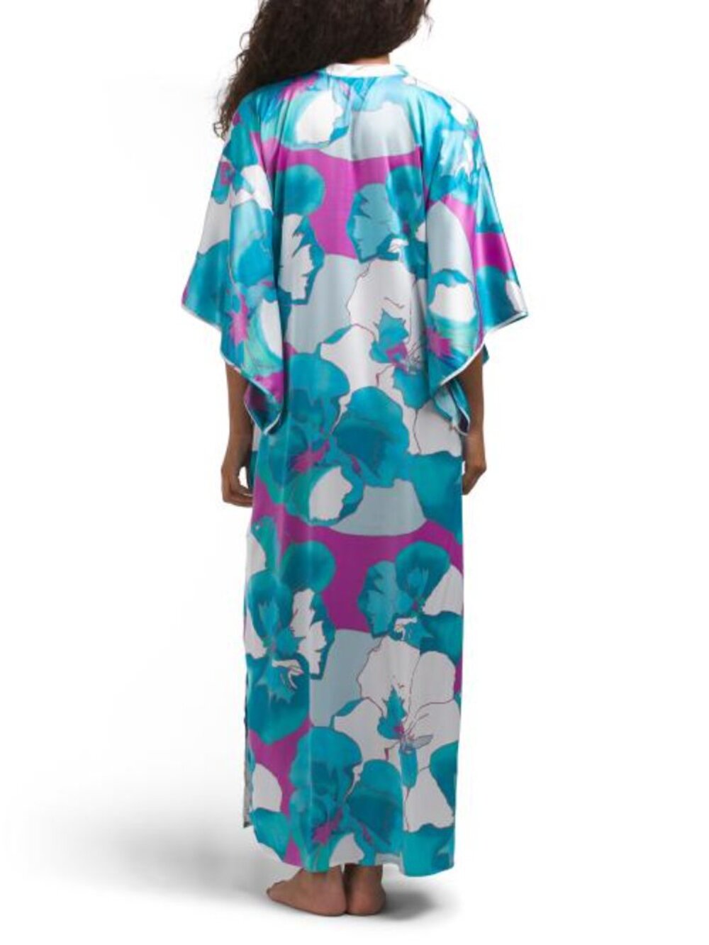 N NATORI Floria Printed Mandarin Butterfly Caftan - Picture 2 of 4
